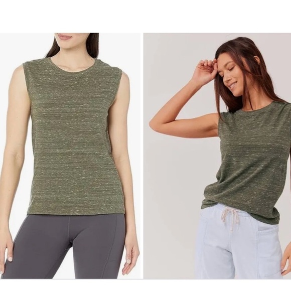 PACT XS Featherweight Slub Muscle Tee Feathered Green Moss 100% organic cotton - Picture 1 of 9